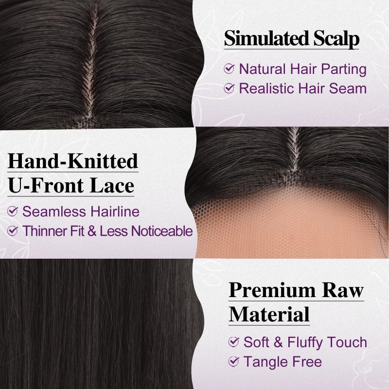 بارسدار باروكة بارسدار طويلة مستقيمة بنية داكنة - باروكة طويلة مستقيمة بنية داكنة مع فرق في المنتصف للنساء - باروكة شعر صناعي ناعم وكثيف بمظهر طبيعي بطول 28 بوصة، بديل للشعر الطبيعي، مناسبة للاستخدام اليومي، للحفلات، ولأزياء الهالوين. - Image 3